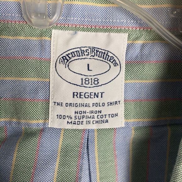 Brooks Brothers Shirt Mens Medium Blue Stripe Regent Fit Button Up Supima Cotton - Picture 5 of 7